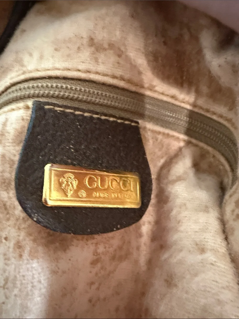Authentic  GUCCI Brown & Cream GG Supreme Monogram Drawstring Shoulder Bag Purse - Picture 12 of 13